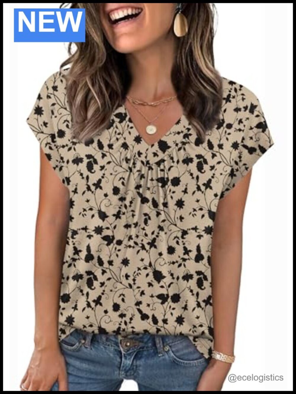 Short Sleeve V Neck Blouses Summer Dressy Casual Tops for Work Vacation